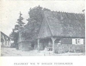 Fragment wsi Koślinka (dzisiaj część Tucholi) - te konkretne budynki stały przy dzisiejszej ul. Nowodworskiego